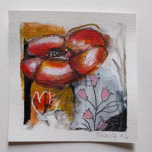 POPPIES mixed media set of 4